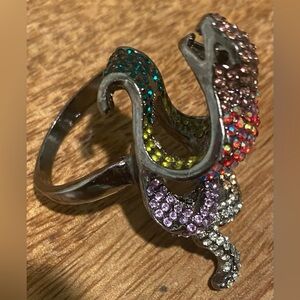 Vintage Spring Street colorful Rhinestone cobra ring size 10